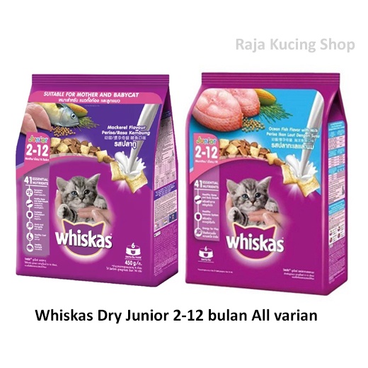 Makanan kucing Whiskas Dry Junior 2-12 bulan 450gr Ocean Fish/Mackerel