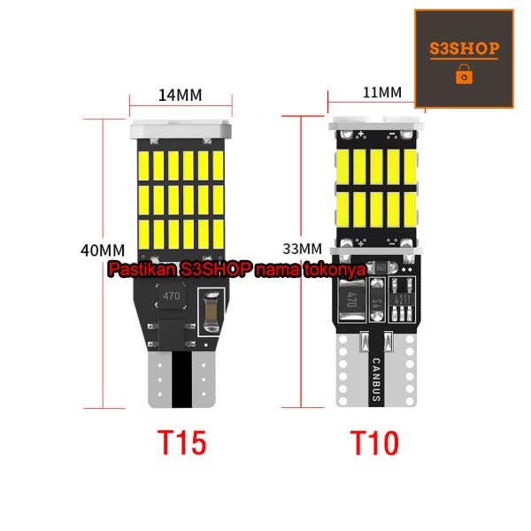 Lampu LED T15 Mundur Senja 45 SMD 4014 Canbus T10 Super Terang W16W