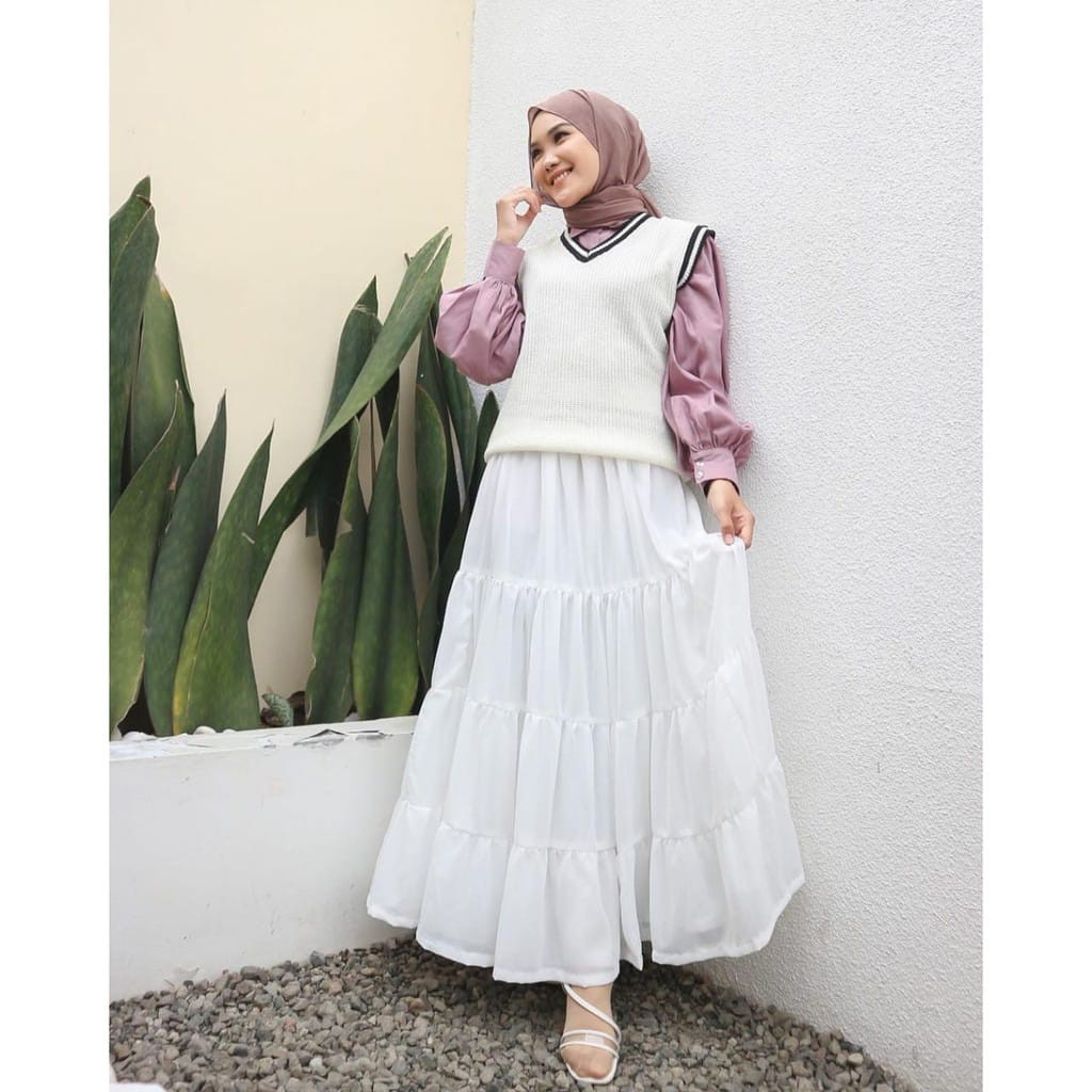 Alny Hijab - Rok Canda / Rok Susun Maxi Skirt Rok Bangkok Skirt Rok Umpak Rok Ceruty Rok Panjang