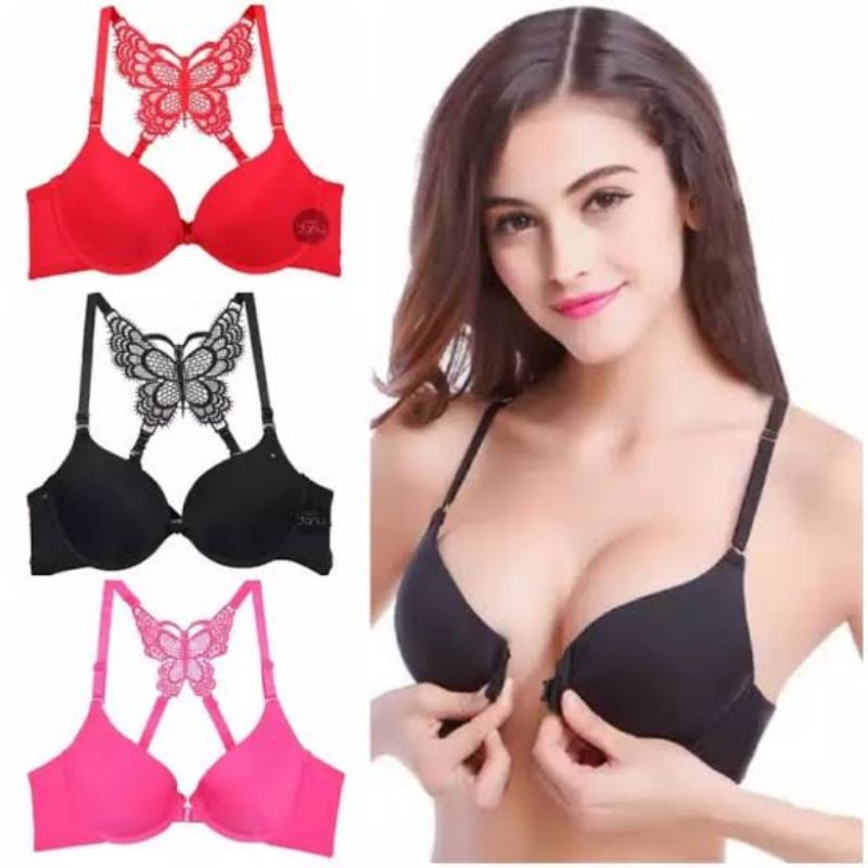 Bra Kancing Buka Depan Renda Kupu-Kupu Belakang