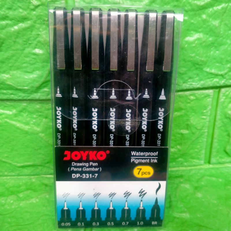 

1SET 7PCS DRAWING PEN JOYKO DP-331-7 PENA GAMBAR WATERPROFF PIGMEN INK GROSIR