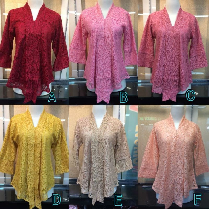 ATASAN KEBAYA FLOY BROKAT JUMBO LD 130 CM  / KEBAYA KARTINI FLOY PENDEK LENGAN 3/4 / BAJU KEBAYA WAN