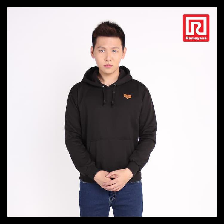 Terbaru Ramayana - Sweater Hoodie Flece Polos Hitam (07968106) Terlaris 