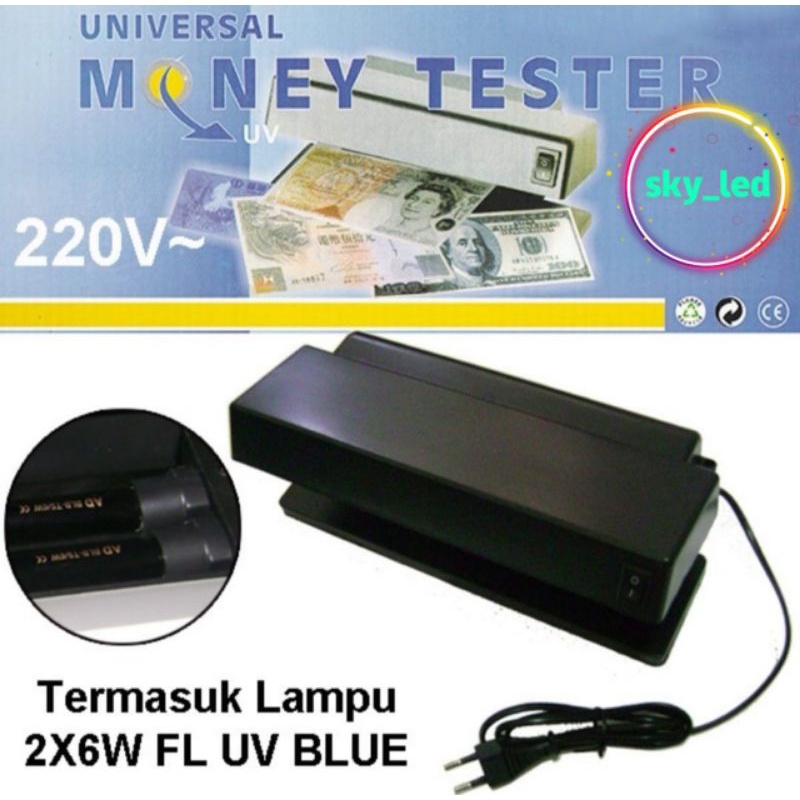 Universal money tester 2x6w/detektor alat periksa uang palsu/ money tester  2x6w