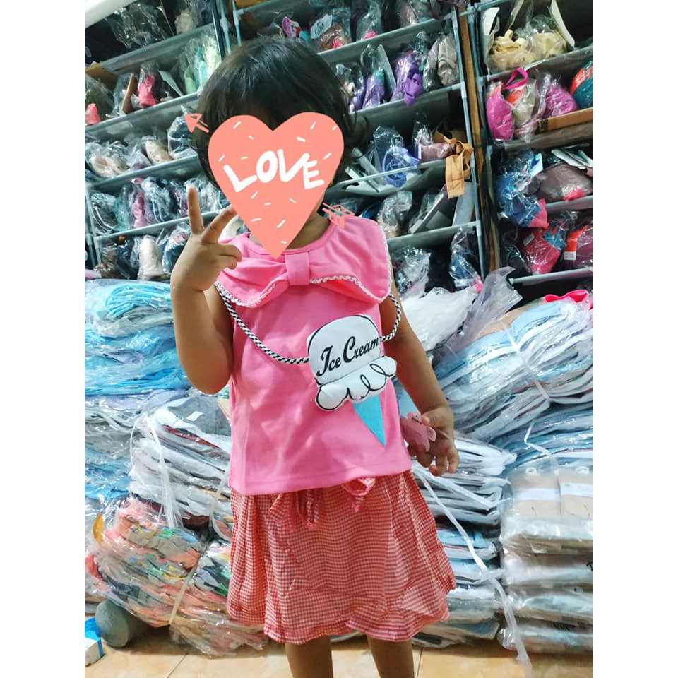 Setelan Anak Cewek 1-2th  Kaos + Rok SNI Merk Mom's Gift