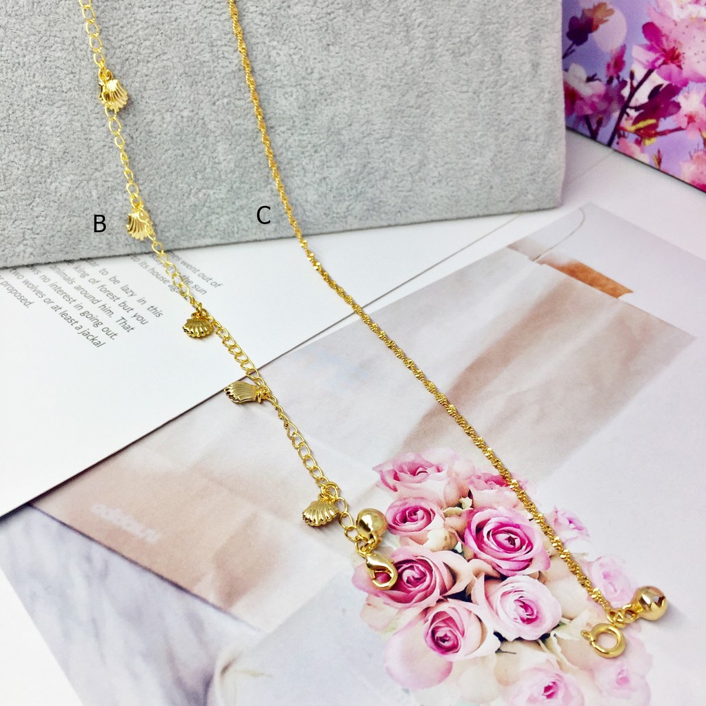 Gelang Kaki Xuping Lonceng Hati Ukir Rumbai Love - BB420