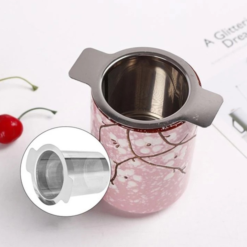 Saringan Teh / Kopi / Rempah-Rempah Bahan Stainless Steel 304 Gagang Ganda Reusable Untuk Dapur