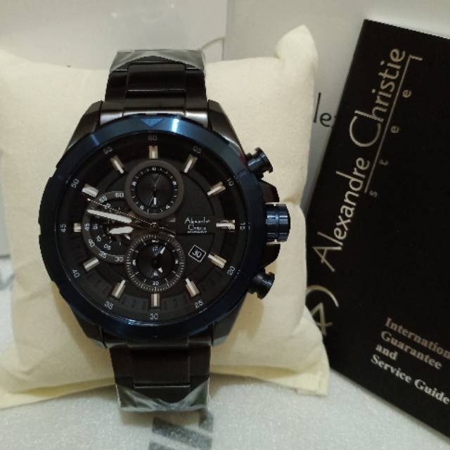 ALEXANDRE CHRISTIE AC6508 BLACK RING BLUE NAVY JAM TANGAN PRIA ORIGINAL