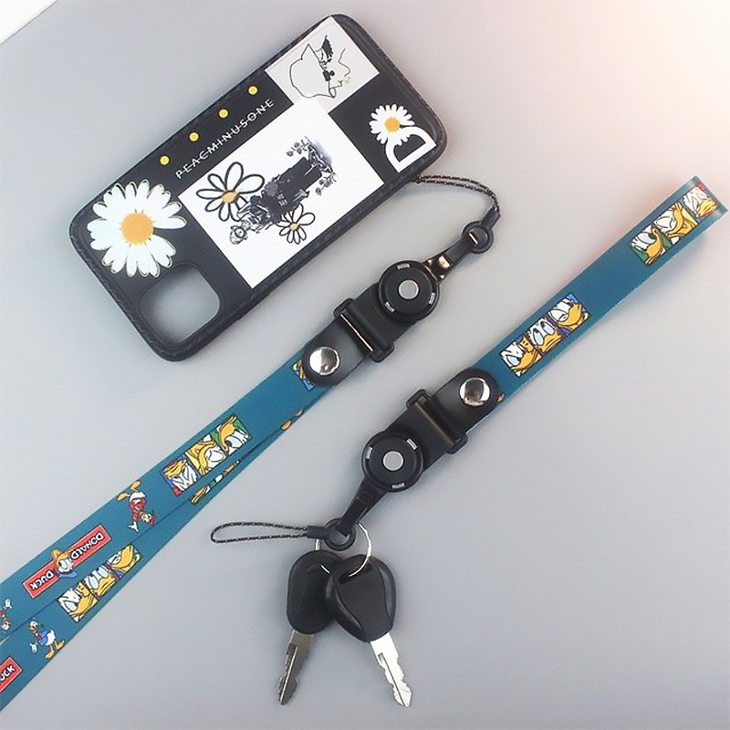 Kartun Lanyard Tali Handphone Pemegang Kartu Tali Tempat Kartu Pelajar Ponsel Gantungan Kunci Anti-Lost Sling Aksesoris