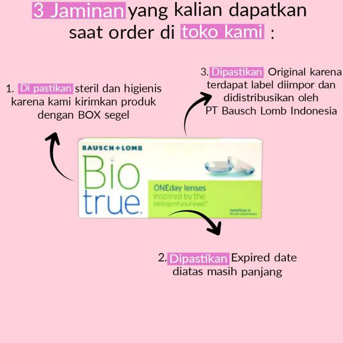 

BIO TRUE SOFTLENS BENING 1 DAY HARIAN BAUSCH AND LOMB KADAR AIR TINGGI - -100 S/D -575