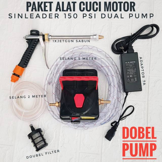 PAKET CUCI MOTOR DUAL PUMP 150 PSI 7A SINLEADER KOMPLIT
