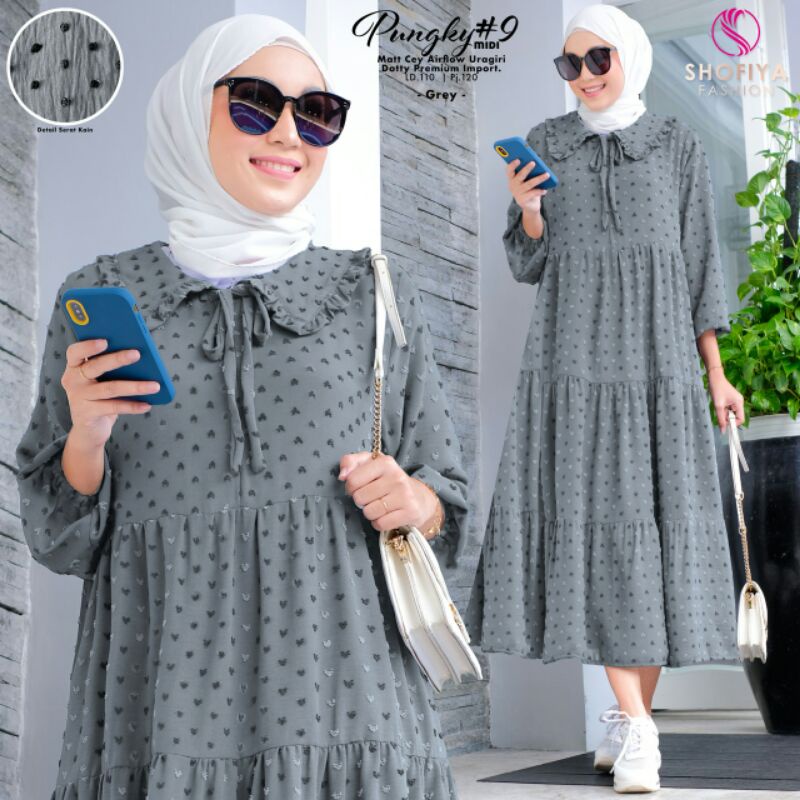 AMELIA, PUNGKY Midi Series Dress Ori by Shofiya Fashion