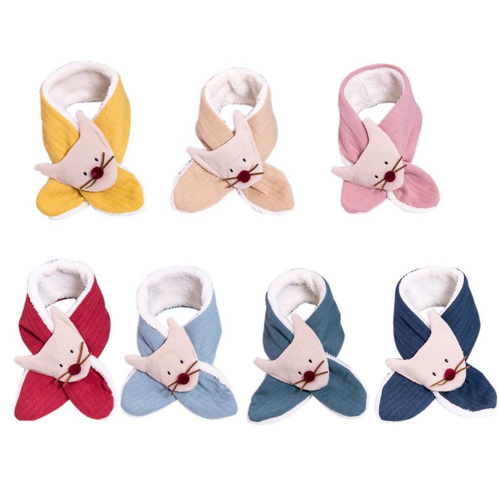 Scarf Katun Hangat Anak Laki Laki Perempuan Gambar Kartun Rubah Untuk Musim Dingin