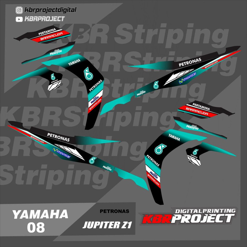 (cod) Stiker Motor JUPITER Z1 Aksesoris Motor YAMAHA Striping PETRONAS Kbr 08 HOLOGRAM TRANSPARAN