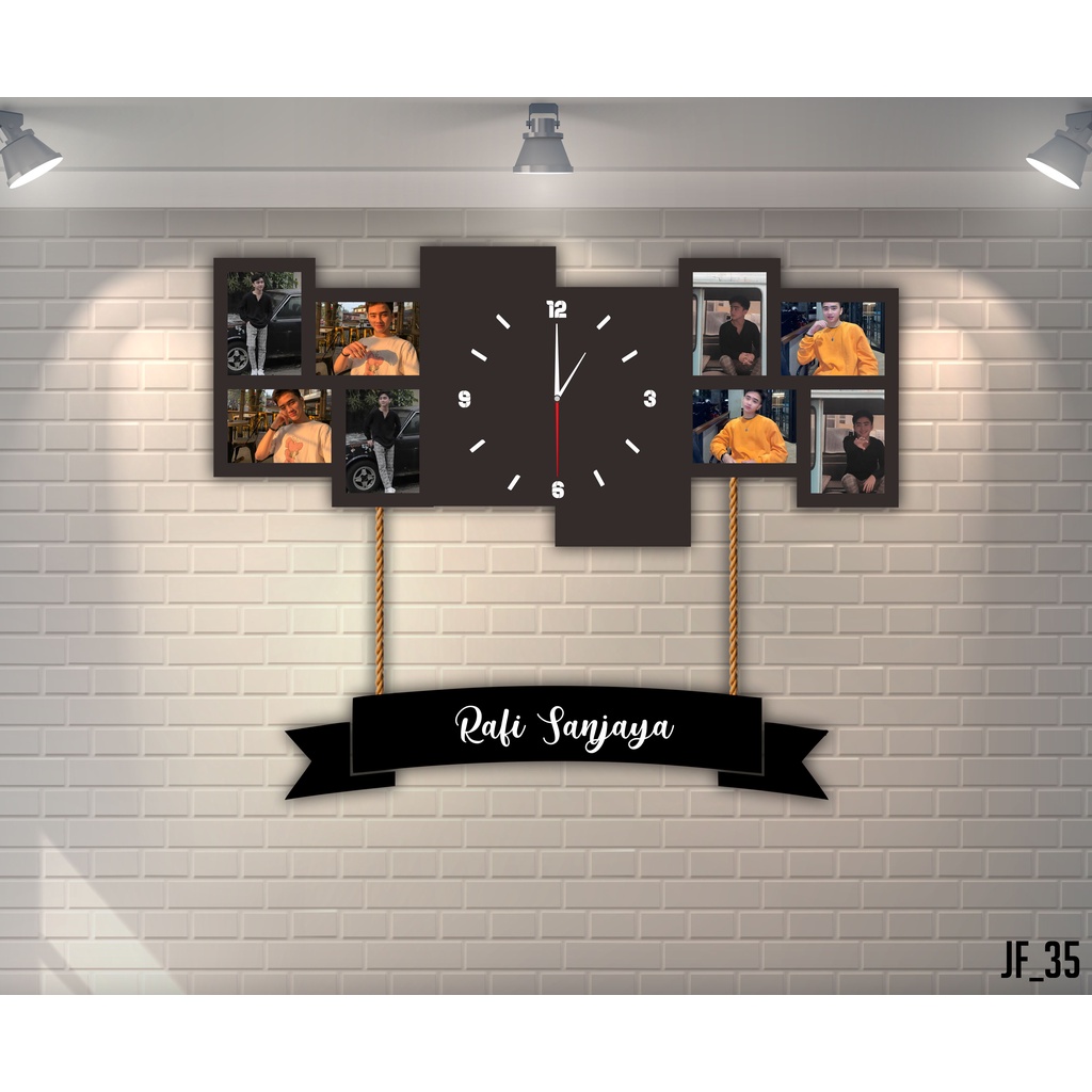 Jam Dinding Frame Custom Foto Pernikahan Keluarga Ulangtahun JF35