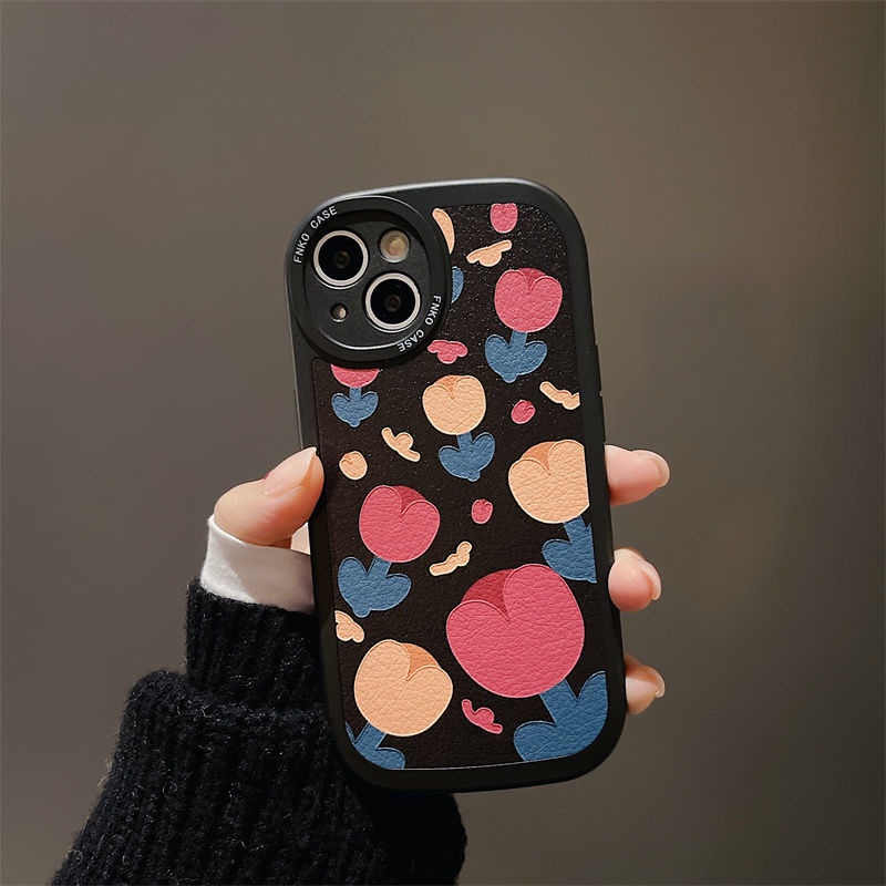 Round Phone Lens Design Tulip Pattern For IPhone 12 13 11 Pro Max X Xs Max Xr 7 8 Plus Silicone Phone Case Yjx4