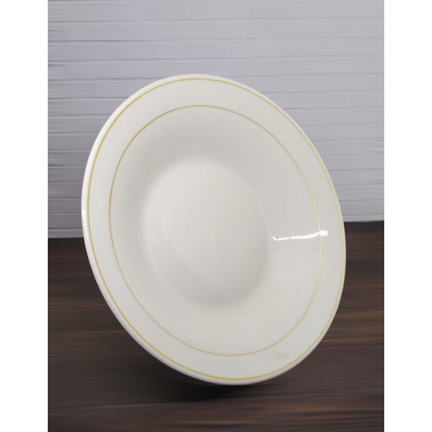 PIRING MAKAN KERAMIK LIST EMAS DINASTI 6 PCS PIRING KERAMIK BELING PIRING BELING KERAMIK PUTIH