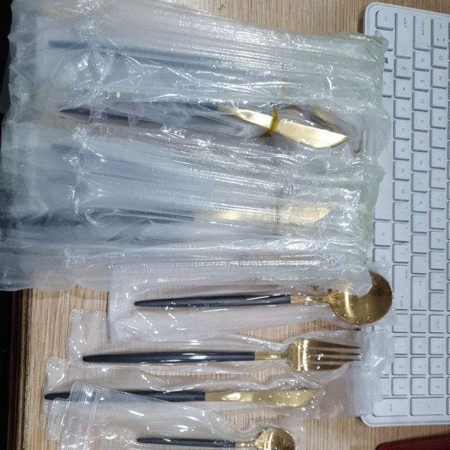 European Gold Dinnerware Sendok Garpu Mewah Untuk Props Foto