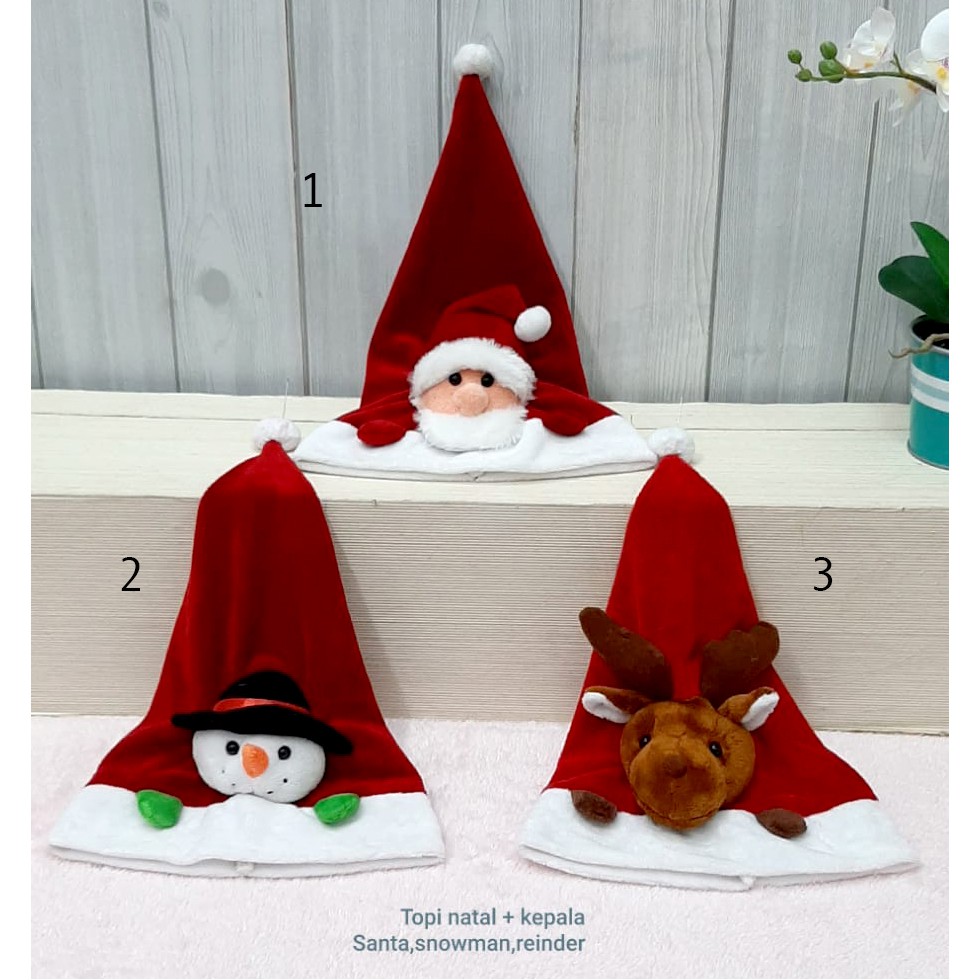 Bantal Topi Natal snowman santa reindeer merry christmas souvenir cindung souvenir gereja