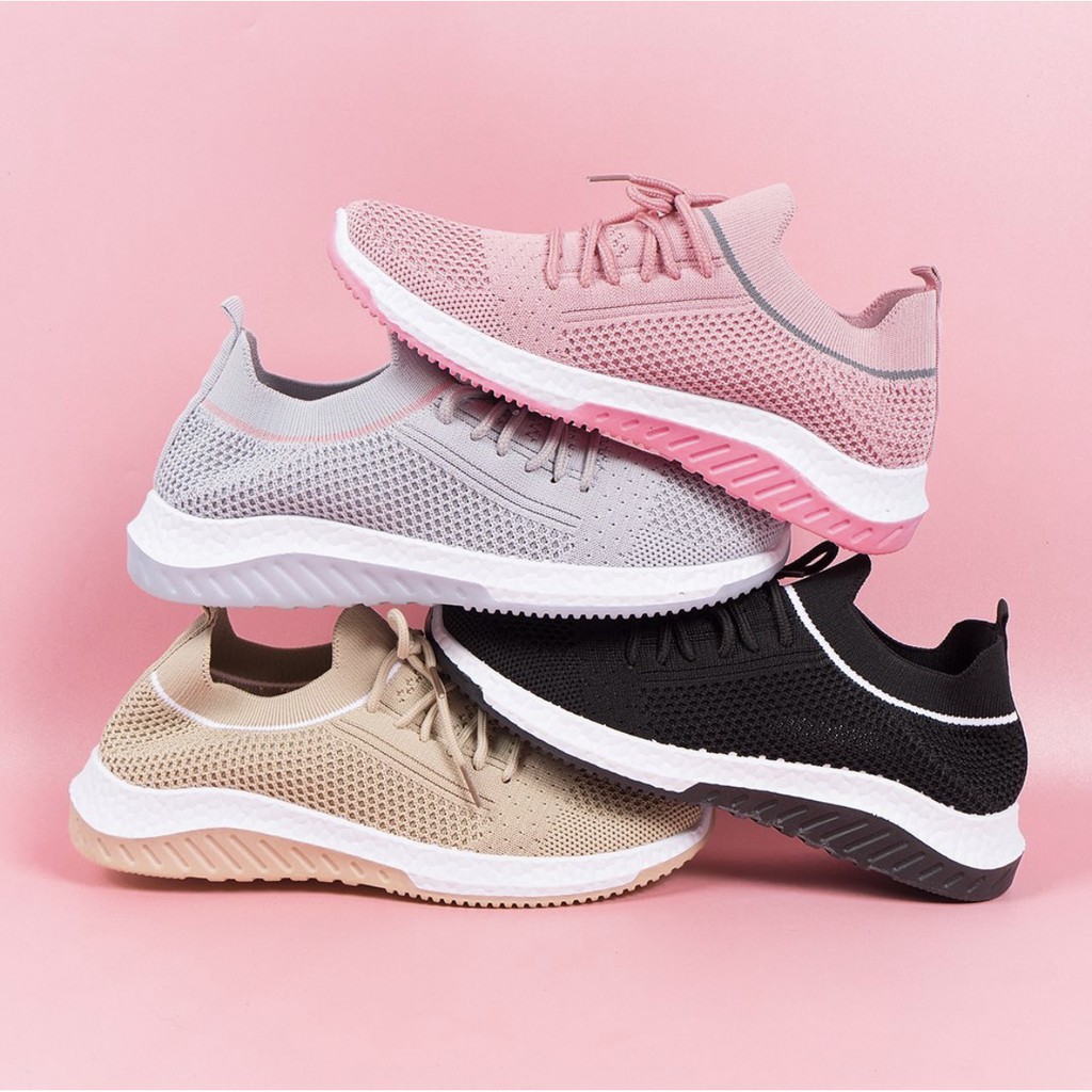 Klensia Sport Shoes Sepatu Sneakers Wanita Bertali Abu 689-009- Grey-7