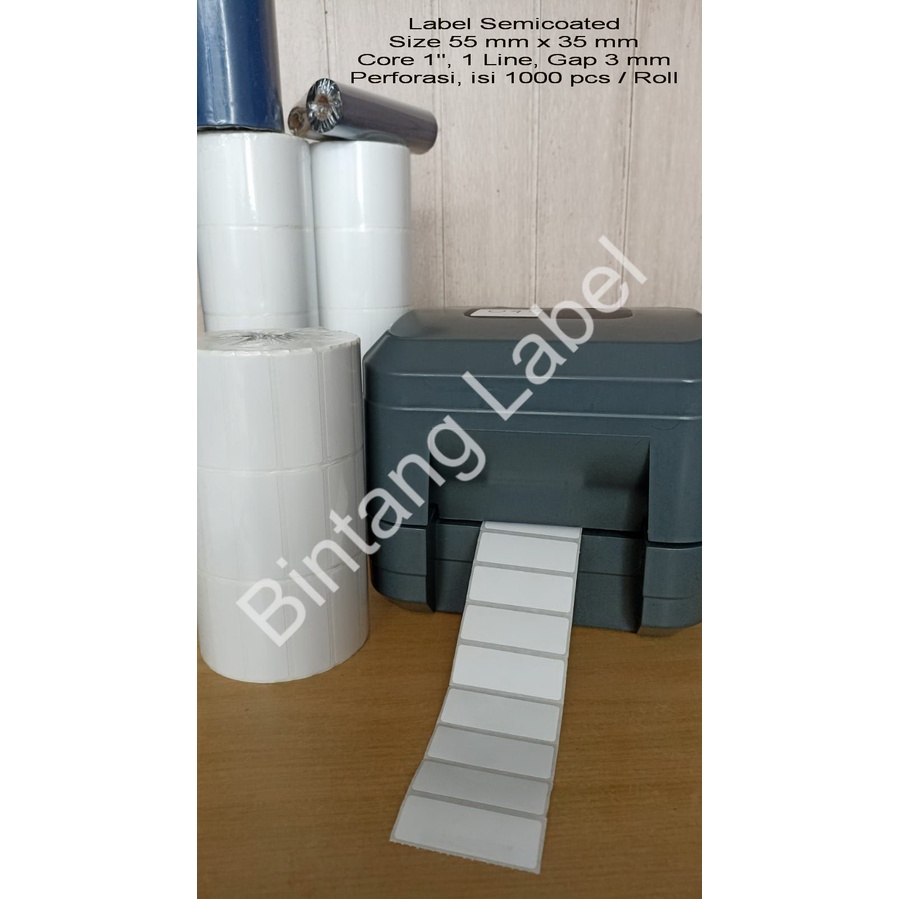 

LABEL BARCODE SEMICOATED 55X35 MM 1 LINE ISI 1000 PCS/ROLL