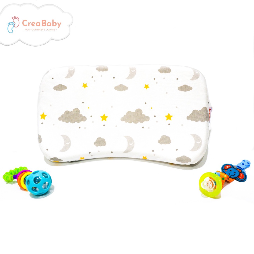 CREA BABY PATTERN SERIES MEMORY FOAM BABY PILLOW + PILLOW CASE |Bantal anti peyang |Bantal tidur bayi