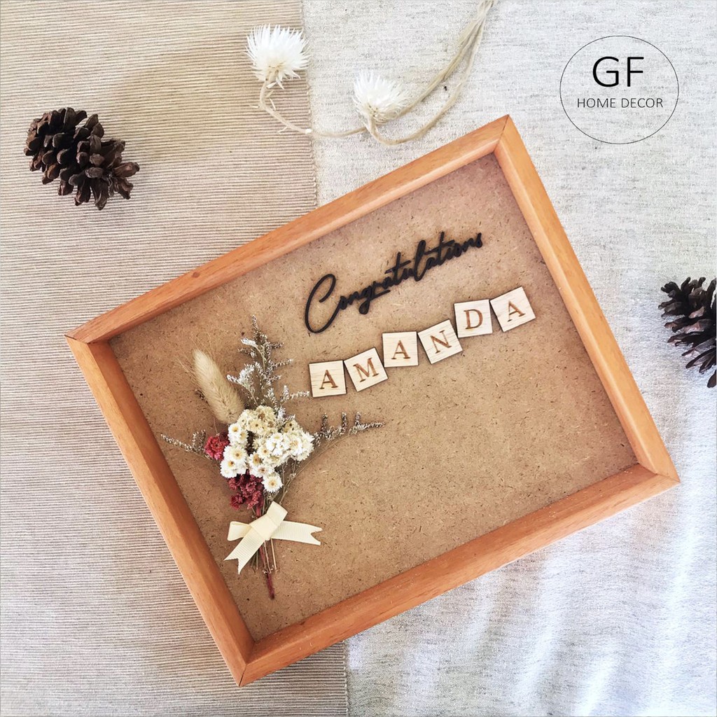 Dried Flower in Frame 24 x 19 cm Tanpa Akrilik / Dried Flower Frame / Souvenir