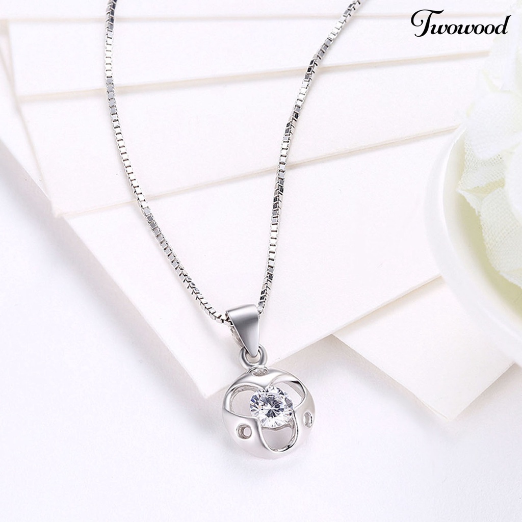 Kalung 925 Silverhoo Bentuk Lingkaran Model Hollow Bahan Cubic Zirconia Untuk Pesta