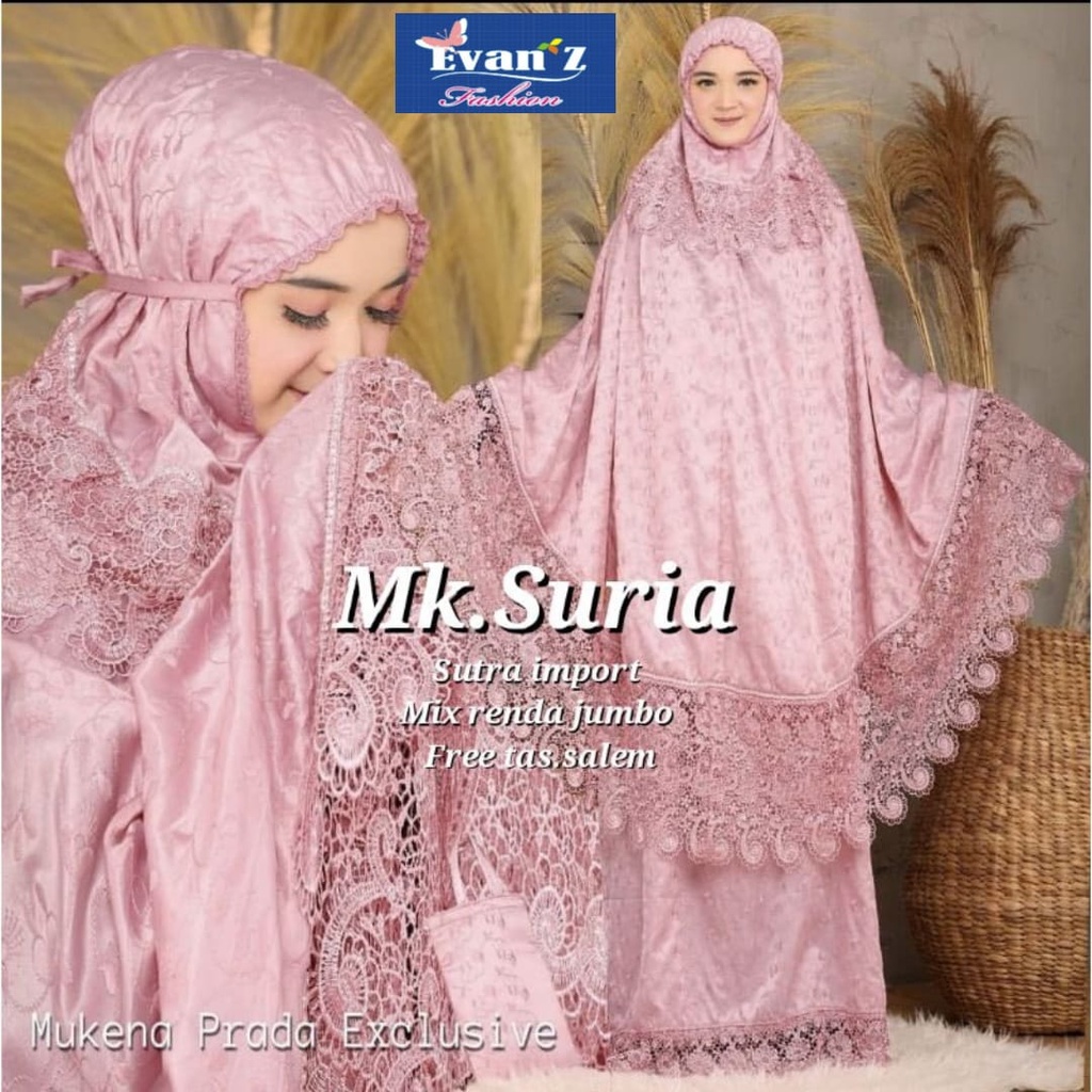 MUKENA BORDIR SUTRA PARIS TELEKUNG PRADA FULL WARNA