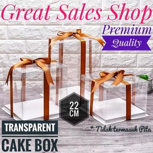 

+++++] Cake Box Dus Kue Bening Kotak kue Bening Transparan Mika PET 22 CM