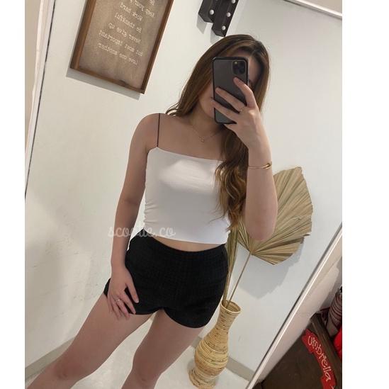 ♟ () TankTop Spagetti | Tanktop Polos Tali Spaghetti Square Crop | Tanktop Wanita / Jersey Premium ♩