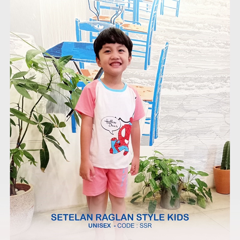 GUMKIDS SETELAN BAJU CELANA RAGLAN ANAK LAKI LAKI / PEREMPUAN USIA 1 - 8 TAHUN / SET BAJU ANAK MURAH ( COD )