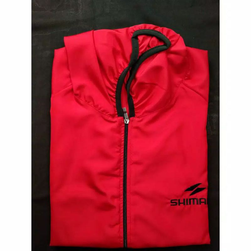 jaket parasut lari sepeda jumbo shimano XTR jaket olahraga pria dan wanita-Merah