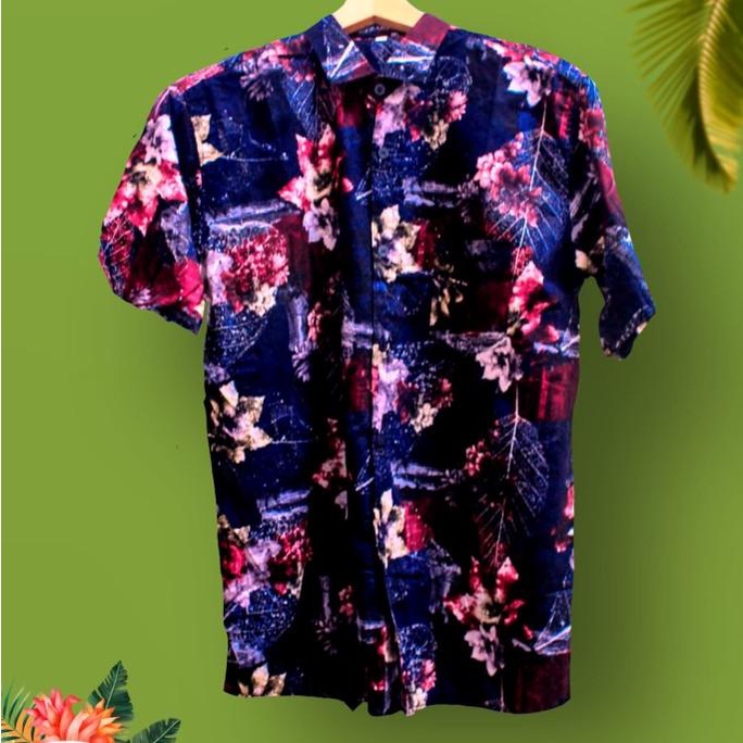 Kemeja Pantai Pria big size jumbo xxl - xxxl kemeja motif bunga