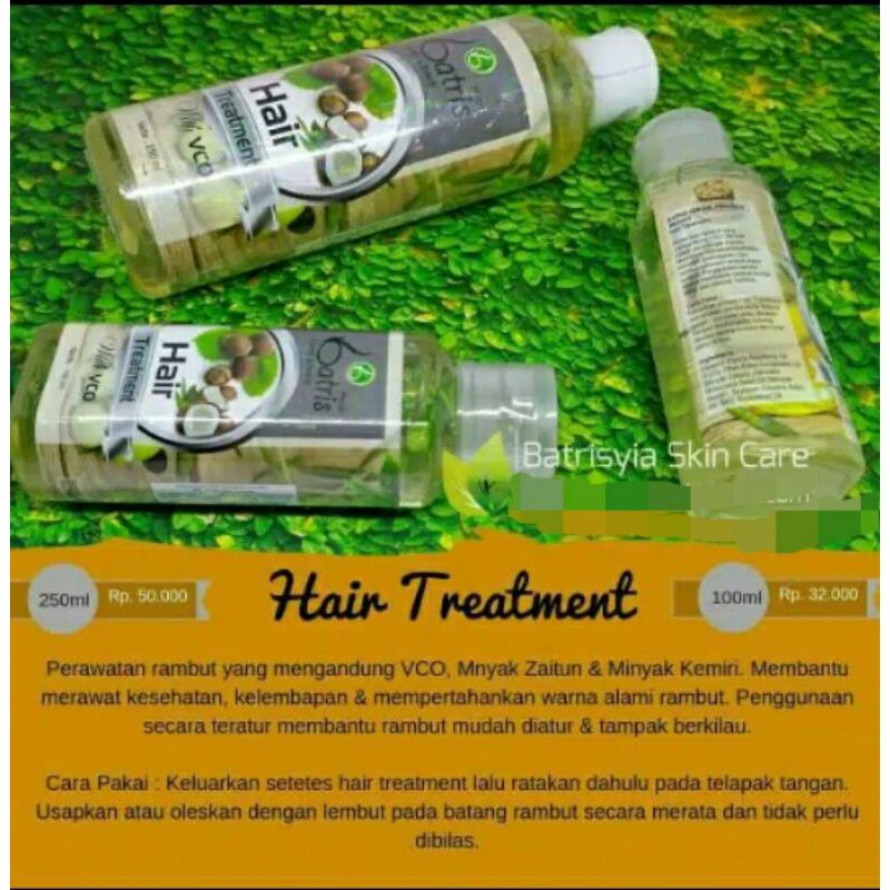 Hair treatment Batrisyia Herbal minyak kemiri zaitun dan minyak kelapa penyubur rambut