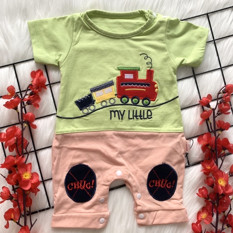 Baju romper pendek bayi lakilaki cowok babyboy lucu bordir murah keren pergi santai bestseller -tra