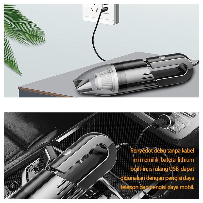 GOOJODOQ Vacuum Cleaner Alat Penyedot Debu Mobil - Wireless Charging Car -High Power Vacuum Cleaner Portable Penghisap Debu Debu Mobil