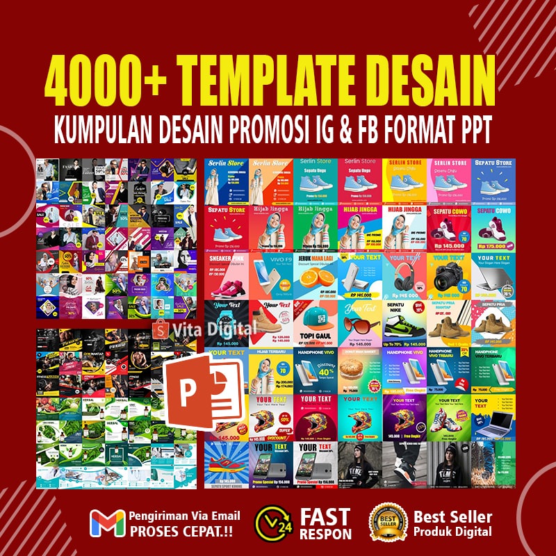 4000 Template Desain dan Video Promosi IG FB Format PPT PowerPoint Siap edit