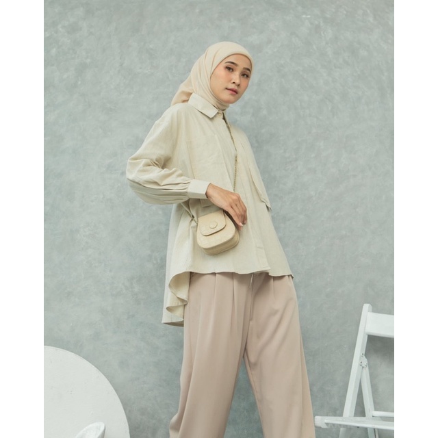 Gea Top | Kemeja Oversize Linen wanita - Linen Cringkel shirt - Atasan-kemeja linen oversize-kemeja oversize-kemeja linen premium