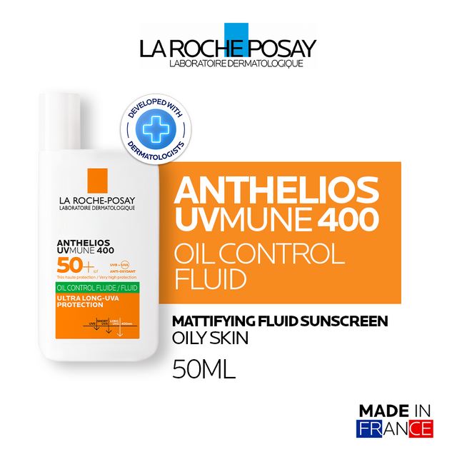 La Roche Posay Anthelios UVMune 400 Oil Control Fluid SPF50+ PA++++ 50ml - Sunscreen Kulit Jerawat/ 