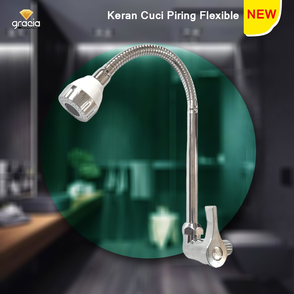 Kran Angsa Fleksibel New Kepala Aliran Air Cepat Hitam Keran Air Sink Dapur Cuci Piring Flexible Stainless TERMURAH