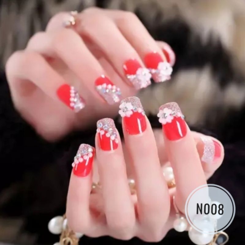 Kuku Palsu 3D/ Nail Art/ untuk Pengantin/isi 24pcs Fake Nails for Bride