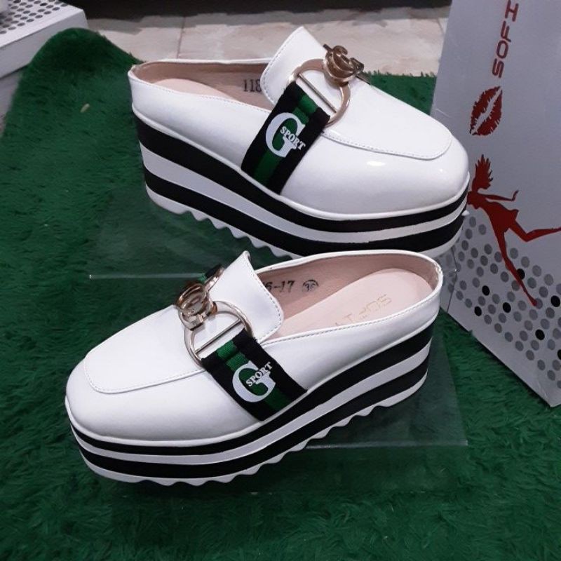 Sofiya sepati wedges impor,putih#hitam#1186-17