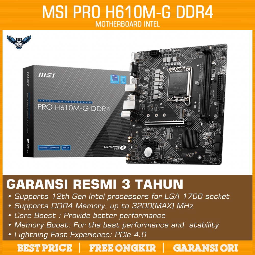 MSI PRO H610M-G DDR4 | Motherboard Intel Gen12 LGA1700 MATX H610