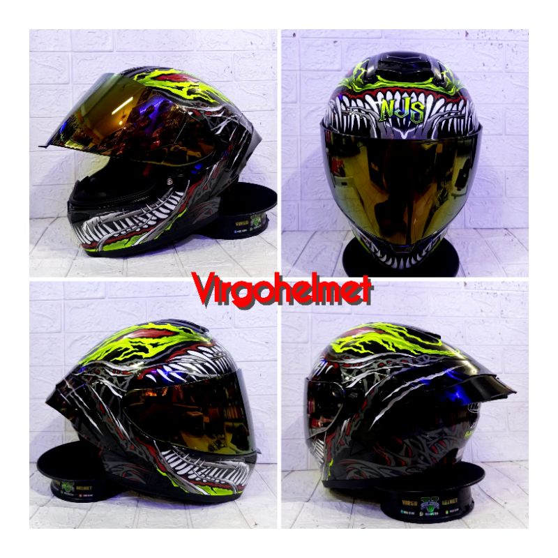 HELM FULLFACE NJS ZX-1 NEW MOTIF HELCREEP PAKET GANTENG(ongkir Termurah 2 kg)
