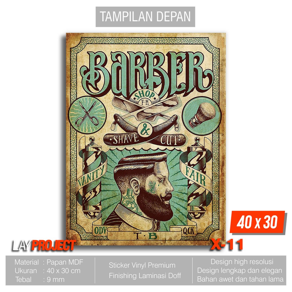 Hiasan Dinding Poster Kayu Wall Decor Vintage Retro Art Barbershop Design X11 Shopee Indonesia