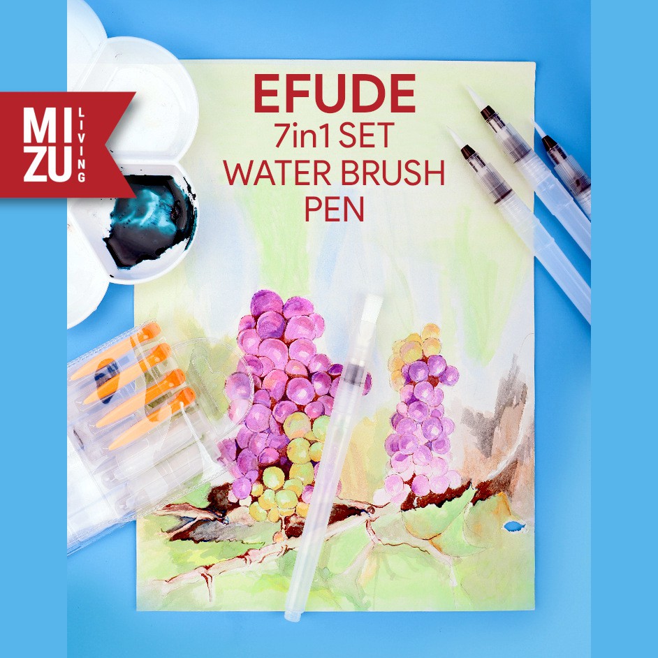 MIZU EFUDE 7in1 SET Water Brush Pen Kuas Cat Air + Carrying Case