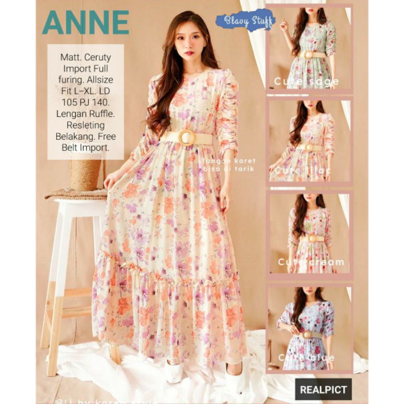 KOREAN VINTAGE DRESS IMPORT MOTIF BUNGA