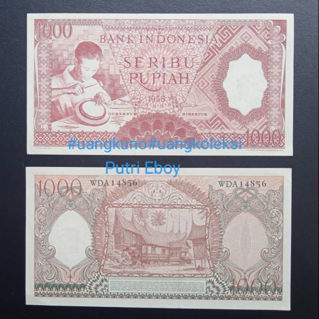 UANG KUNO 1000 RUPIAH PEKERJA MERAH COKLAT