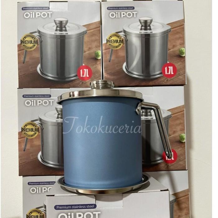 Cooking Filter Oil Pot 1.7 Liter Saringan Minyak Goreng Stainless Wadah Minyak Goreng